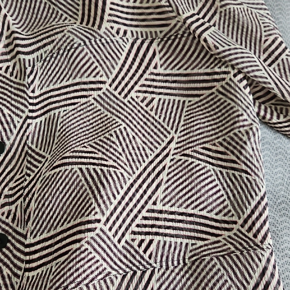 Theory Durlia Red and White Silk Blouse - Picture 4 of 6